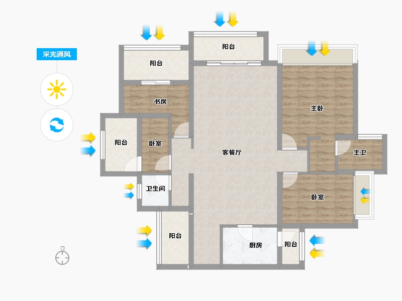 四川省-成都市-华熙528艺术村-113.18-户型库-采光通风