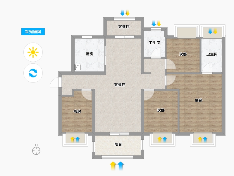 广东省-江门市-美的·嘉华紫薇公馆-92.91-户型库-采光通风