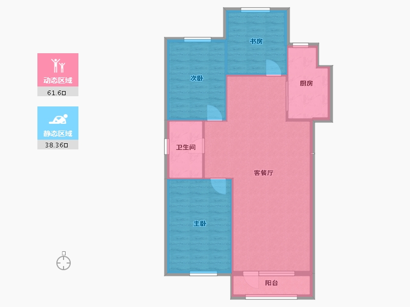 辽宁省-盘锦市-蓝色康桥(G区)-95.00-户型库-动静分区