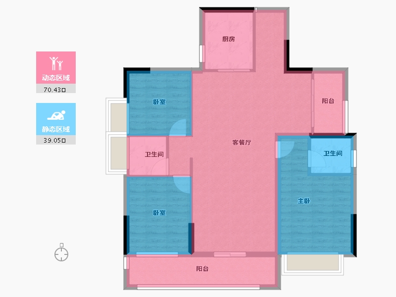 湖南省-郴州市-鑫盛仁城华府-98.75-户型库-动静分区