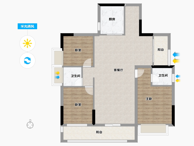 湖南省-郴州市-鑫盛仁城华府-98.75-户型库-采光通风