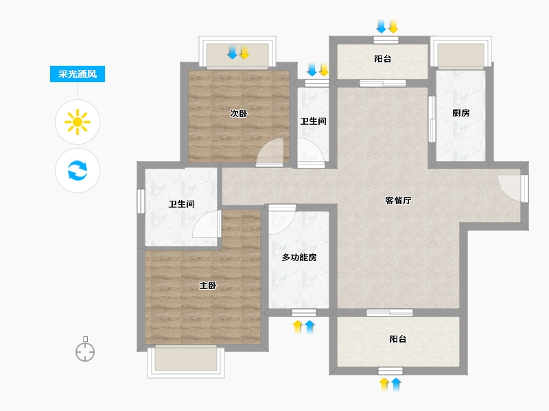 广东省-江门市-骏景湾领峰-86.82-户型库-采光通风