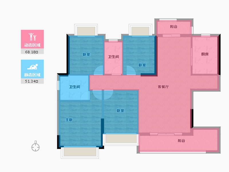 湖南省-郴州市-鑫盛仁城华府-107.91-户型库-动静分区