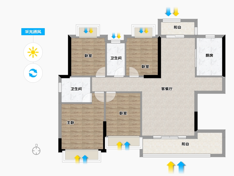 湖南省-郴州市-鑫盛仁城华府-107.91-户型库-采光通风