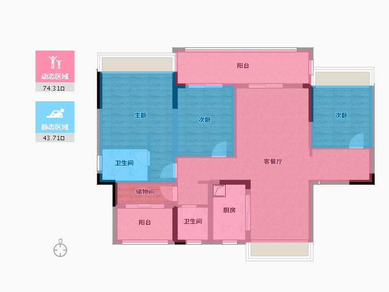 安徽省-阜阳市-国建公园里-105.00-户型库-动静分区