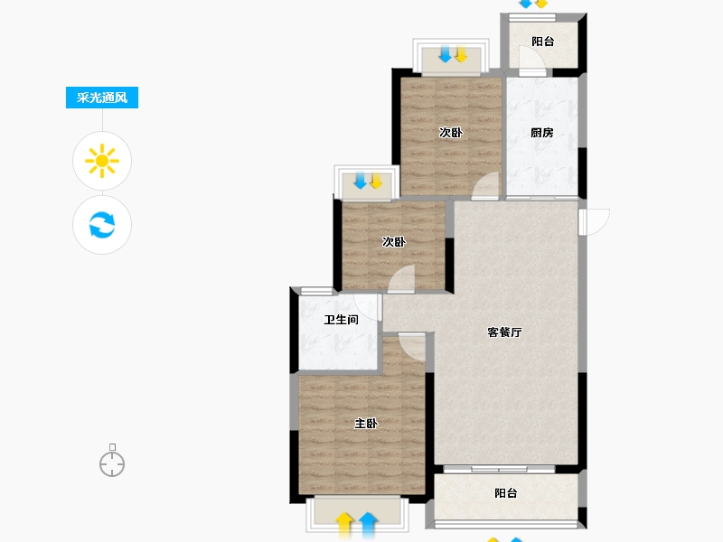 广东省-江门市-江门恒大悦珑湾-85.02-户型库-采光通风