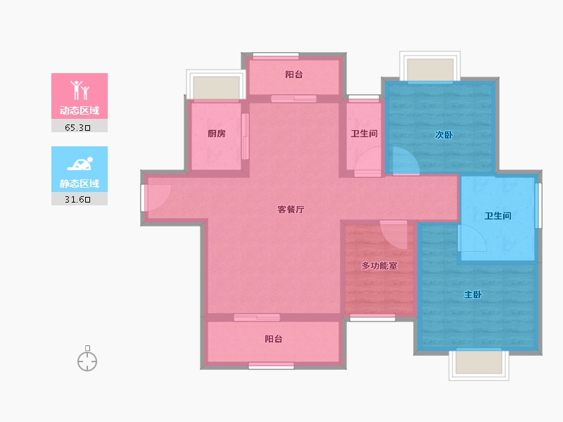 广东省-江门市-骏景湾领峰-86.18-户型库-动静分区