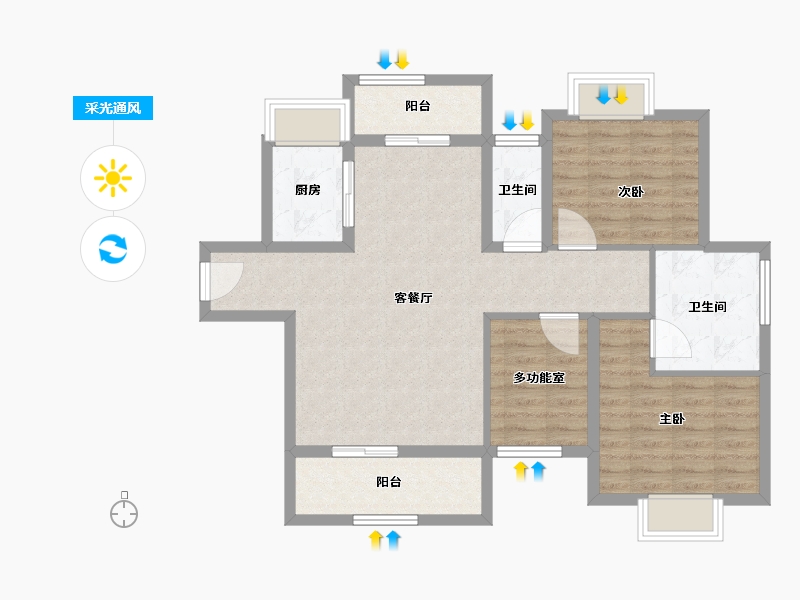 广东省-江门市-骏景湾领峰-86.18-户型库-采光通风