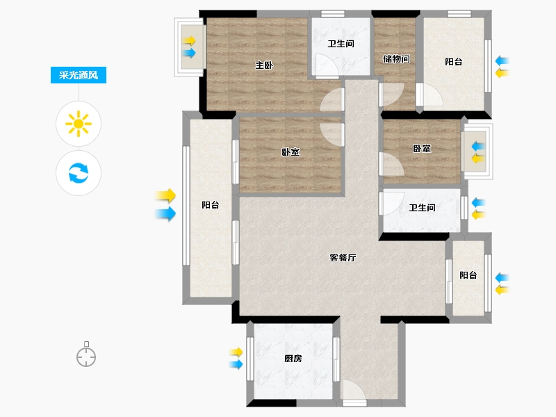 广东省-江门市-海伦堡·玖悦澜湾-100.53-户型库-采光通风