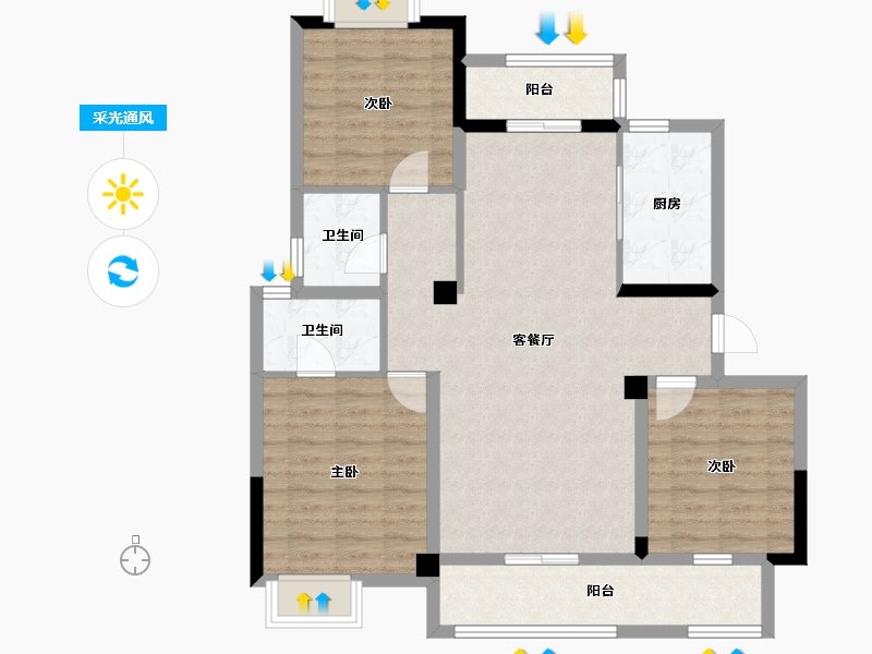 湖北省-武汉市-武汉中国健康谷-96.61-户型库-采光通风