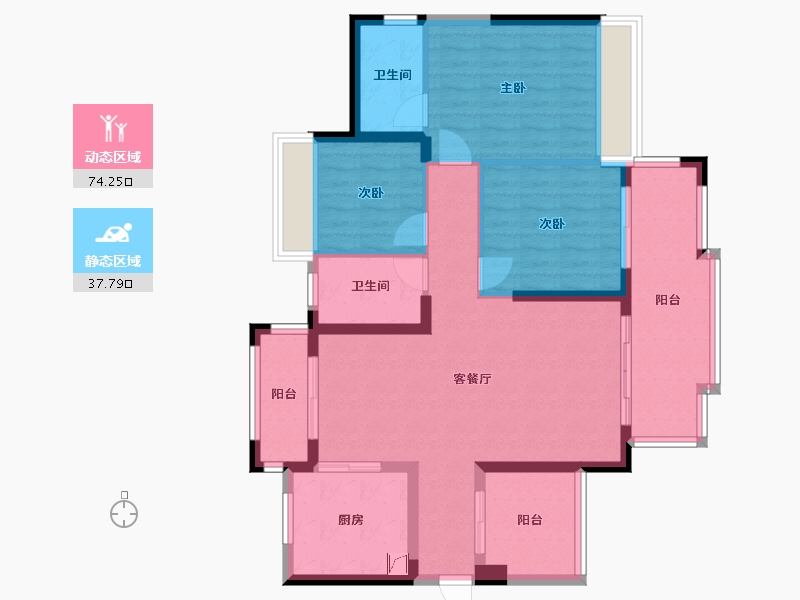 广东省-惠州市-隆生仲恺花园-100.00-户型库-动静分区