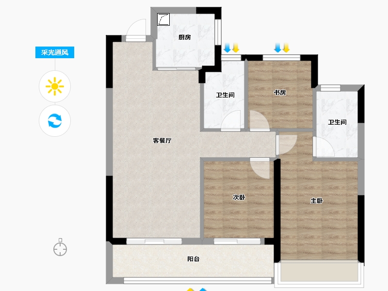 浙江省-丽水市-桂语兰庭-78.99-户型库-采光通风