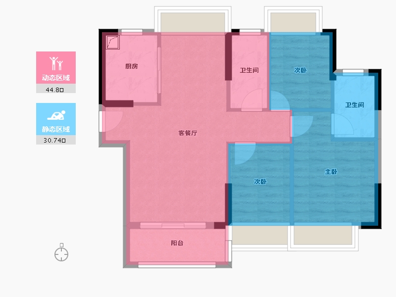 广东省-清远市-弘景嘉园-67.53-户型库-动静分区