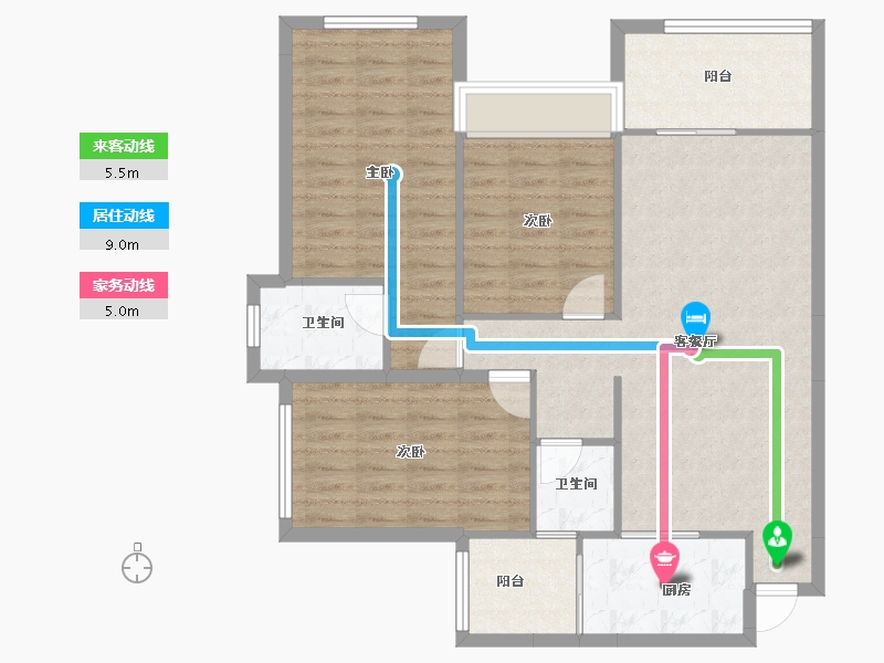 湖南省-郴州市-金麟府-95.29-户型库-动静线