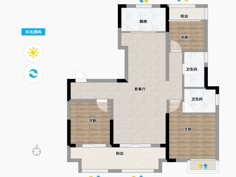 安徽省-铜陵市-万海力高澜山郡-96.80-户型库-采光通风