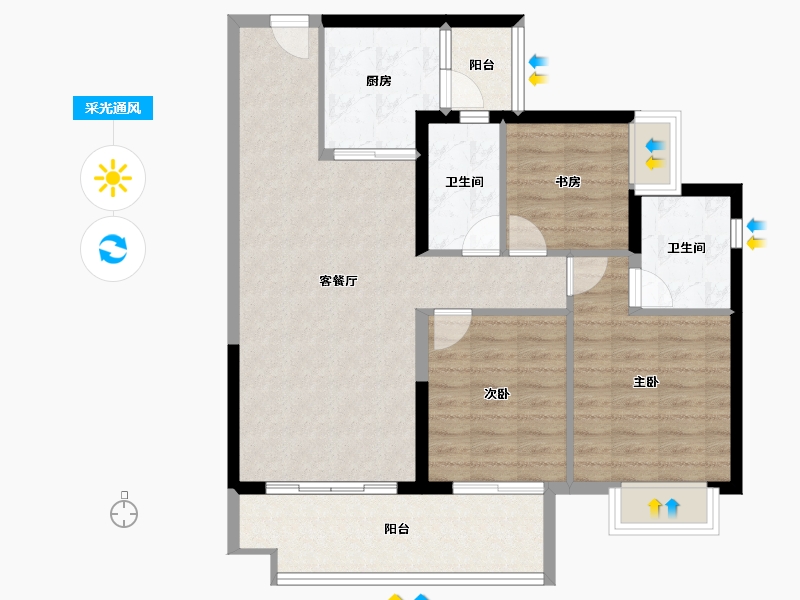 广东省-江门市-融创潭江首府-89.64-户型库-采光通风