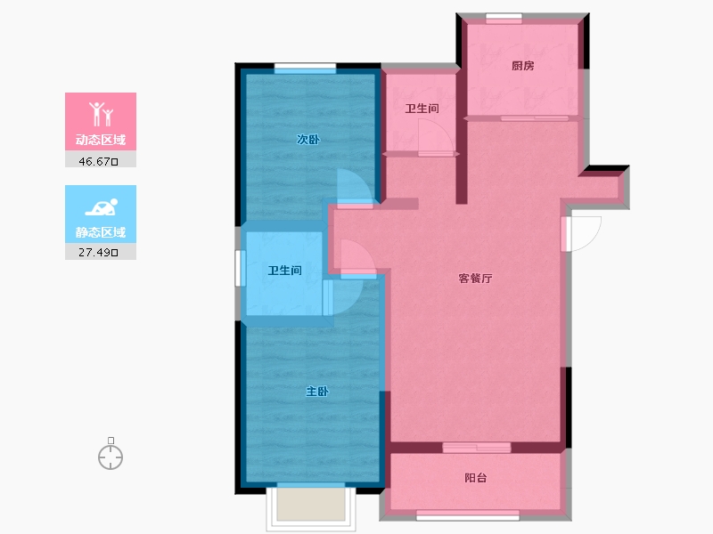 河北省-邯郸市-书香门第-76.00-户型库-动静分区