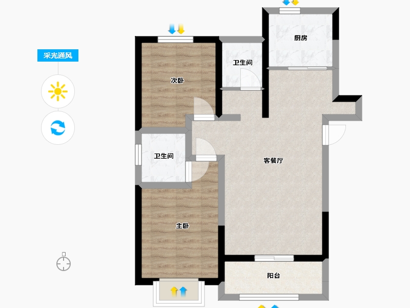 河北省-邯郸市-书香门第-76.00-户型库-采光通风