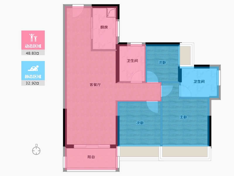 广东省-清远市-正寰·天和-72.80-户型库-动静分区