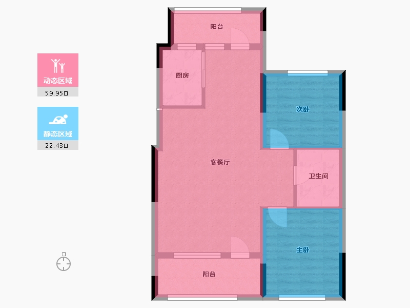 辽宁省-铁岭市-弘业悦府-73.00-户型库-动静分区