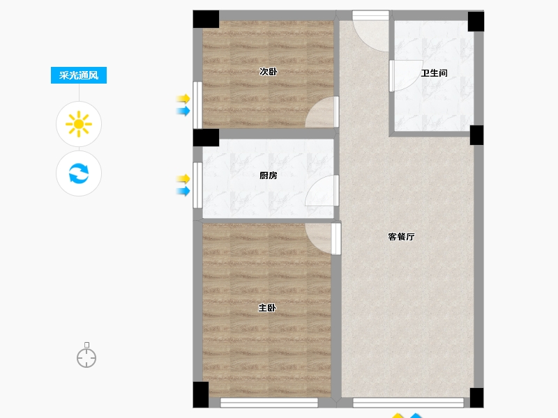 山西省-吕梁市-中央公园·悦时尚广场-62.48-户型库-采光通风