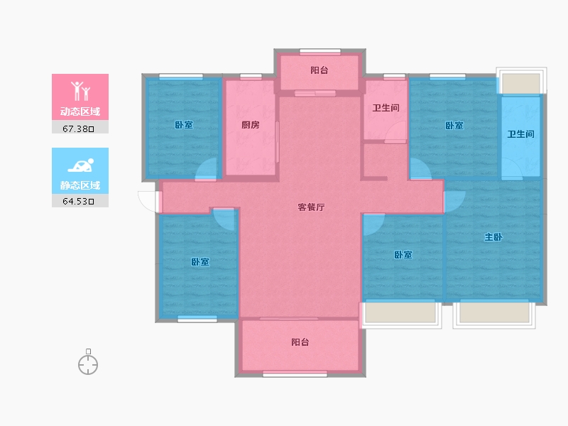 湖南省-郴州市-金麟府-119.73-户型库-动静分区