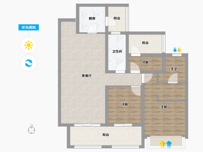 四川省-成都市-华熙528艺术村-89.87-户型库-采光通风