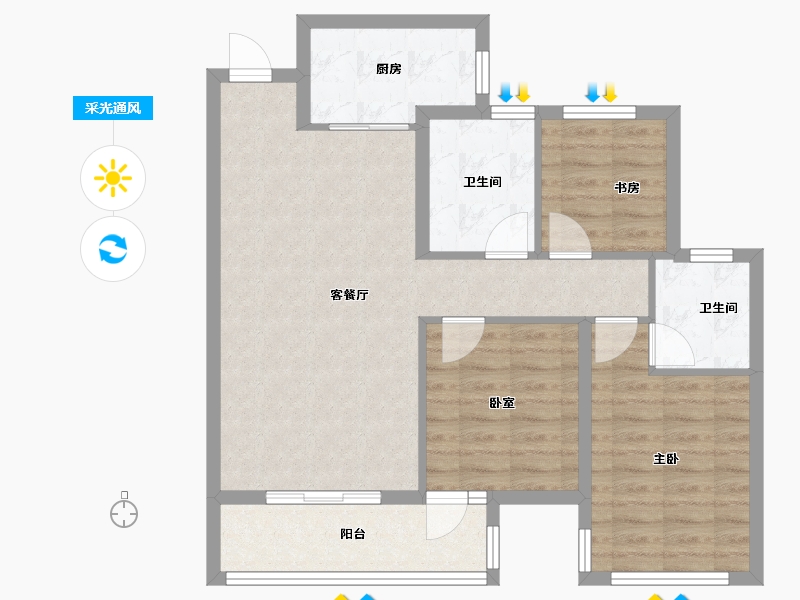 广西壮族自治区-柳州市-绿城杨柳郡-80.00-户型库-采光通风