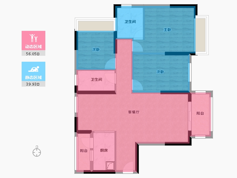 广东省-清远市-海伦湾-85.43-户型库-动静分区