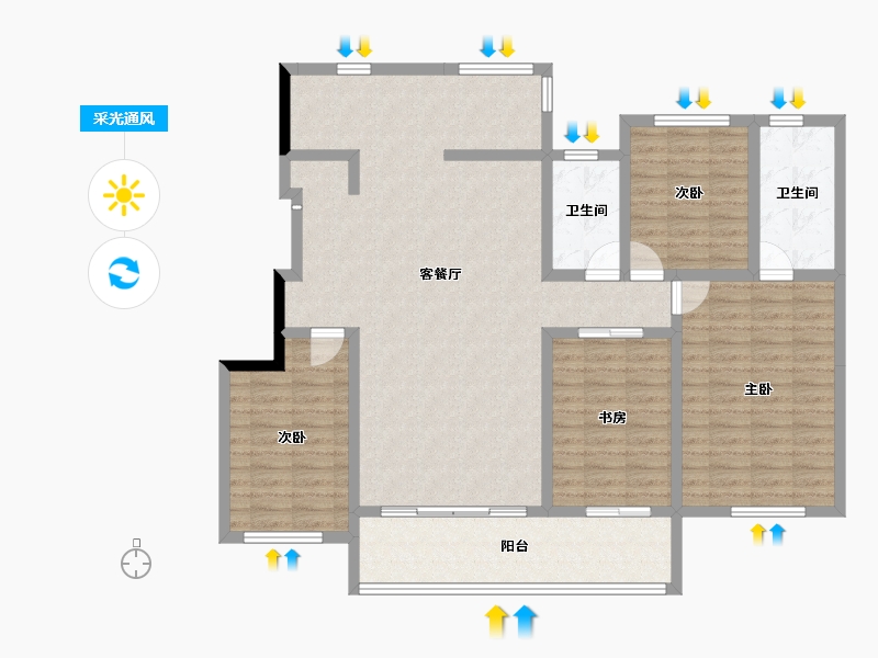 贵州省-黔西南布依族苗族自治州-飞洋华府-128.42-户型库-采光通风