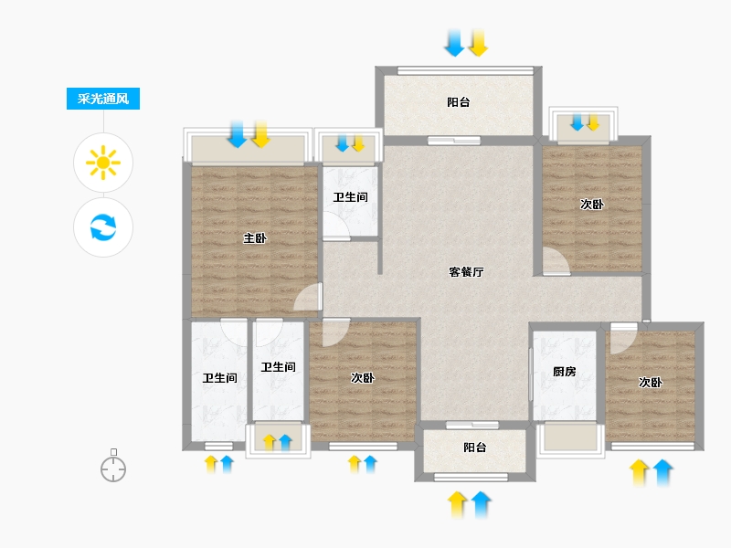 湖南省-郴州市-金麟府-113.29-户型库-采光通风