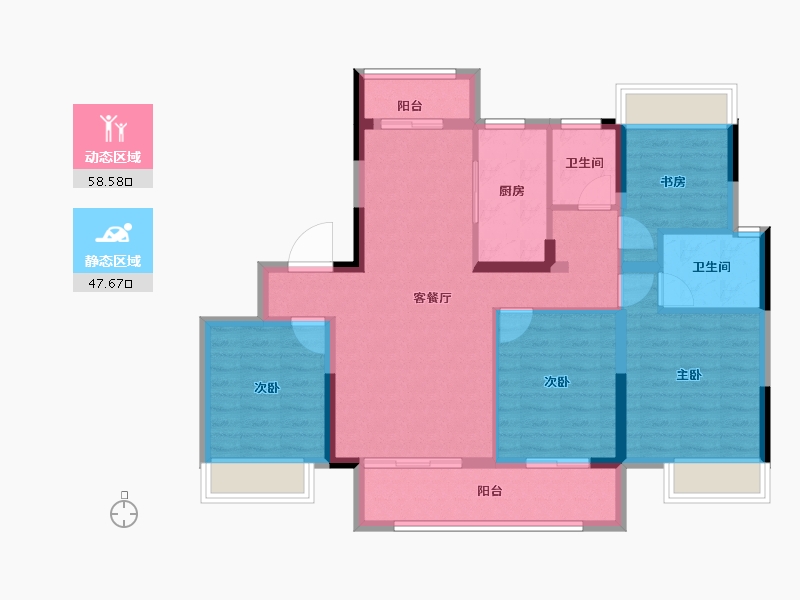 湖北省-十堰市-招商·兰溪谷-94.79-户型库-动静分区