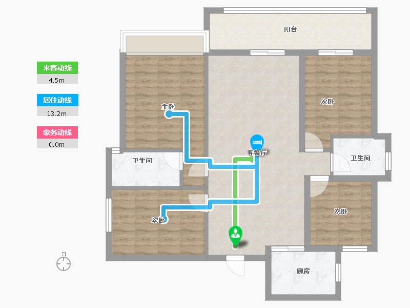 湖南省-郴州市-金麟府-105.20-户型库-动静线