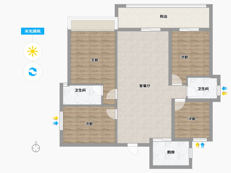 湖南省-郴州市-金麟府-105.20-户型库-采光通风