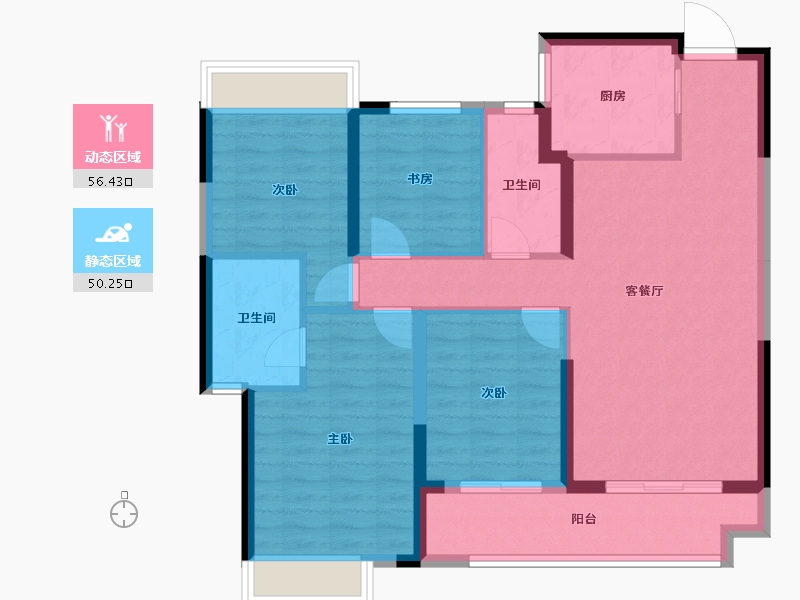 湖北省-十堰市-招商·兰溪谷-95.60-户型库-动静分区