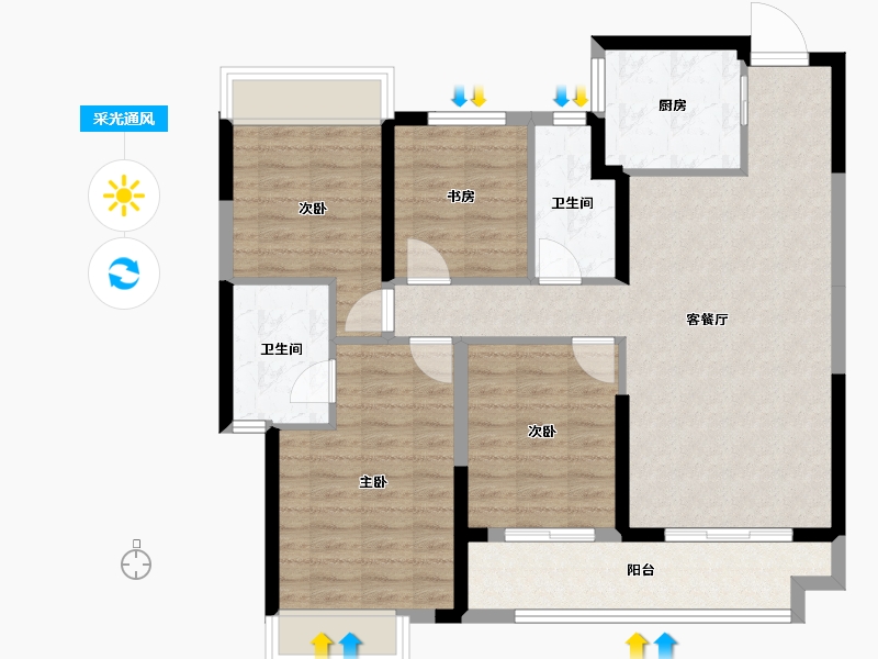 湖北省-十堰市-招商·兰溪谷-95.60-户型库-采光通风