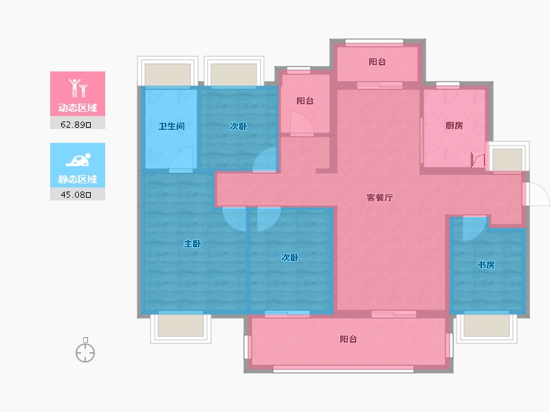 广东省-江门市-美的·嘉华紫薇公馆-96.06-户型库-动静分区