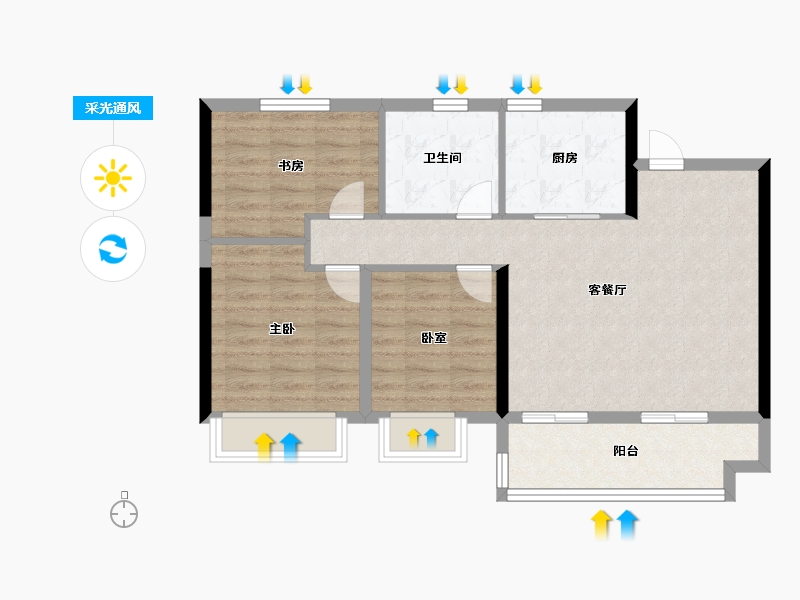 安徽省-阜阳市-百润居东坡印-78.40-户型库-采光通风