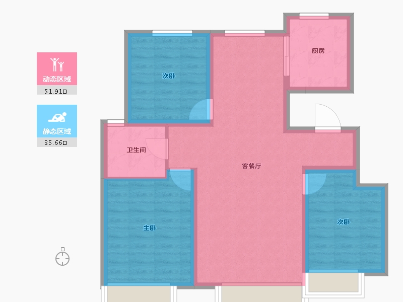 新疆维吾尔自治区-乌鲁木齐市-汇臻城·臻园-78.30-户型库-动静分区