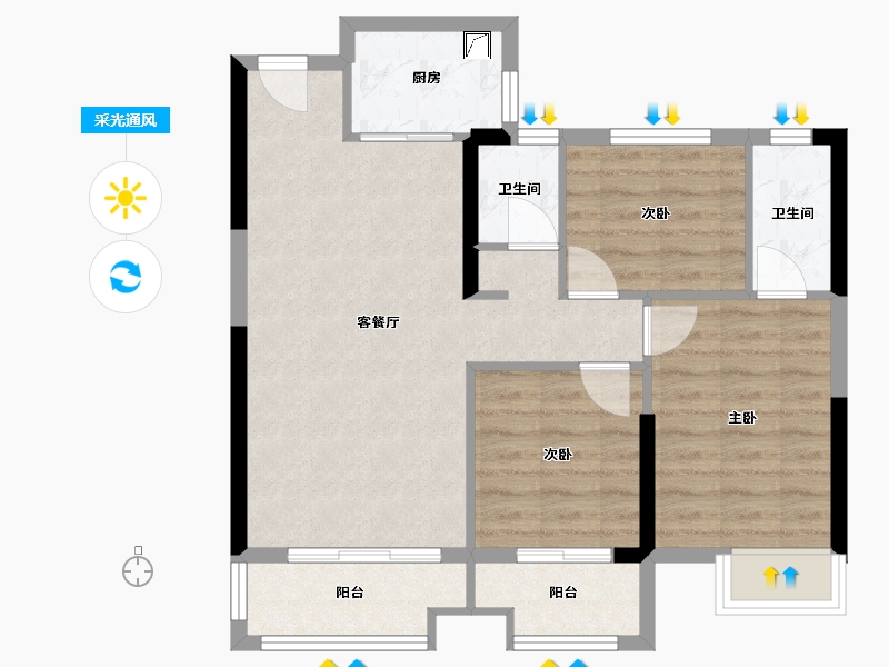 福建省-三明市-港务山水瑞晟园-71.20-户型库-采光通风