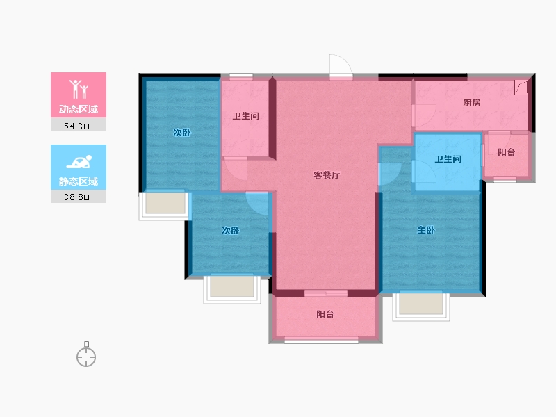 广东省-江门市-美的·嘉华紫薇公馆-82.98-户型库-动静分区