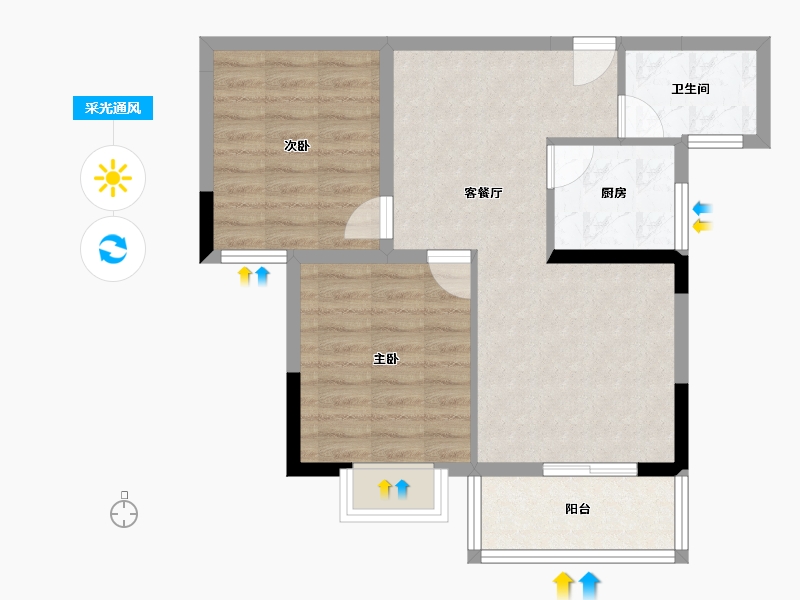 湖北省-十堰市-润扬华府-62.72-户型库-采光通风