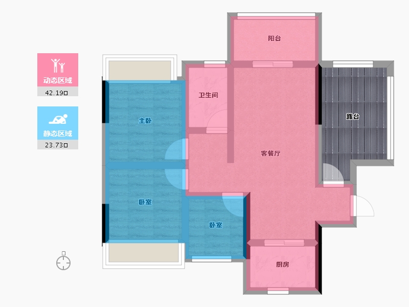 贵州省-安顺市-杨湖壹品-66.85-户型库-动静分区