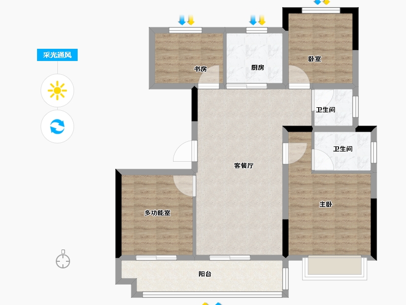 安徽省-阜阳市-百润居东坡印-93.61-户型库-采光通风