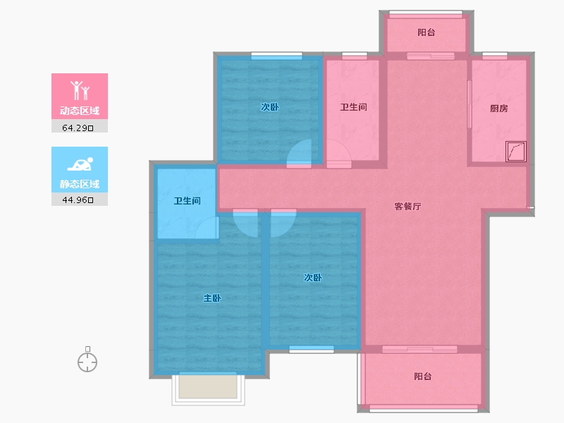 安徽省-蚌埠市-通成紫都顺苑-96.81-户型库-动静分区