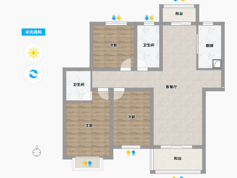 安徽省-蚌埠市-通成紫都顺苑-96.81-户型库-采光通风