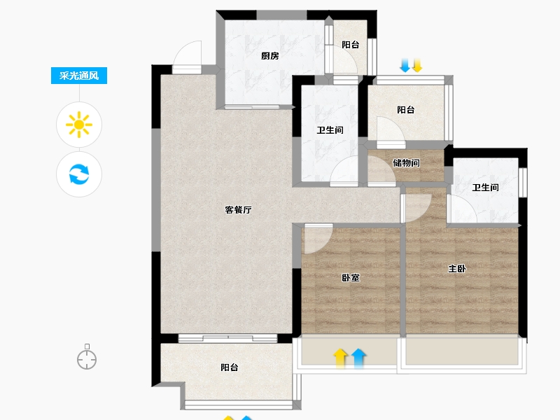 四川省-达州市-碧桂园珑樾湾-72.10-户型库-采光通风