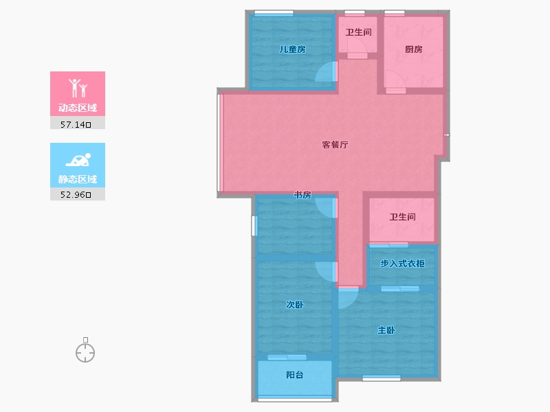 辽宁省-阜新市-双池花园-97.23-户型库-动静分区