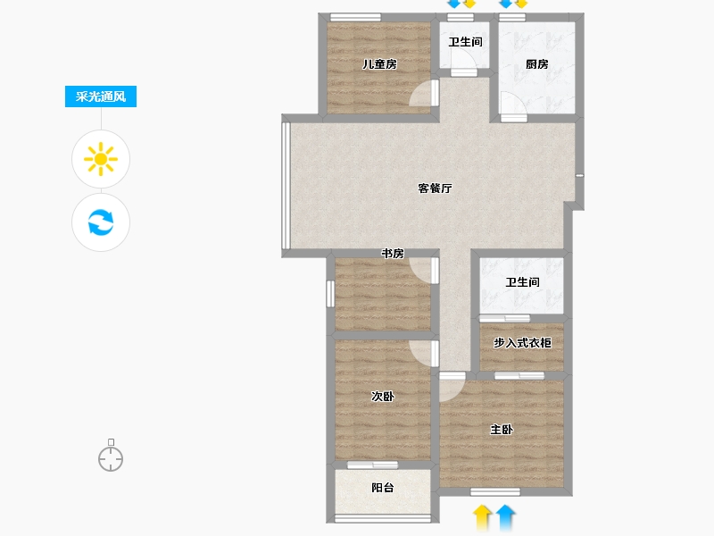 辽宁省-阜新市-双池花园-97.23-户型库-采光通风