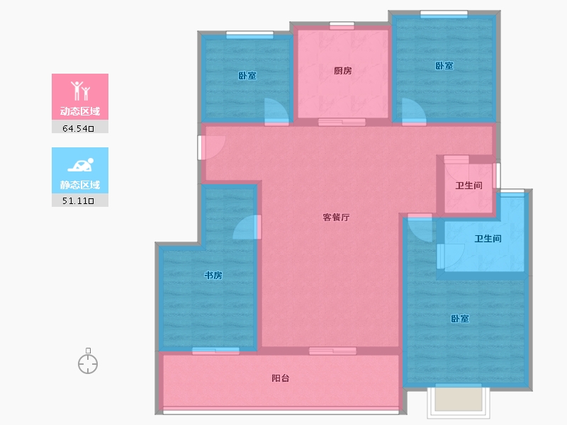 江苏省-镇江市-中南·聆江阁-102.00-户型库-动静分区